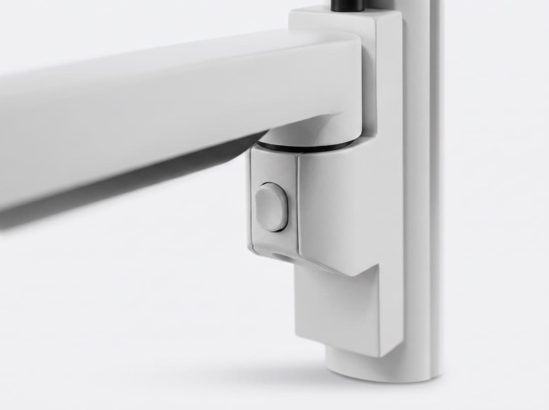 Monitorarm Deluxe — Verstellen met een druk op de knop