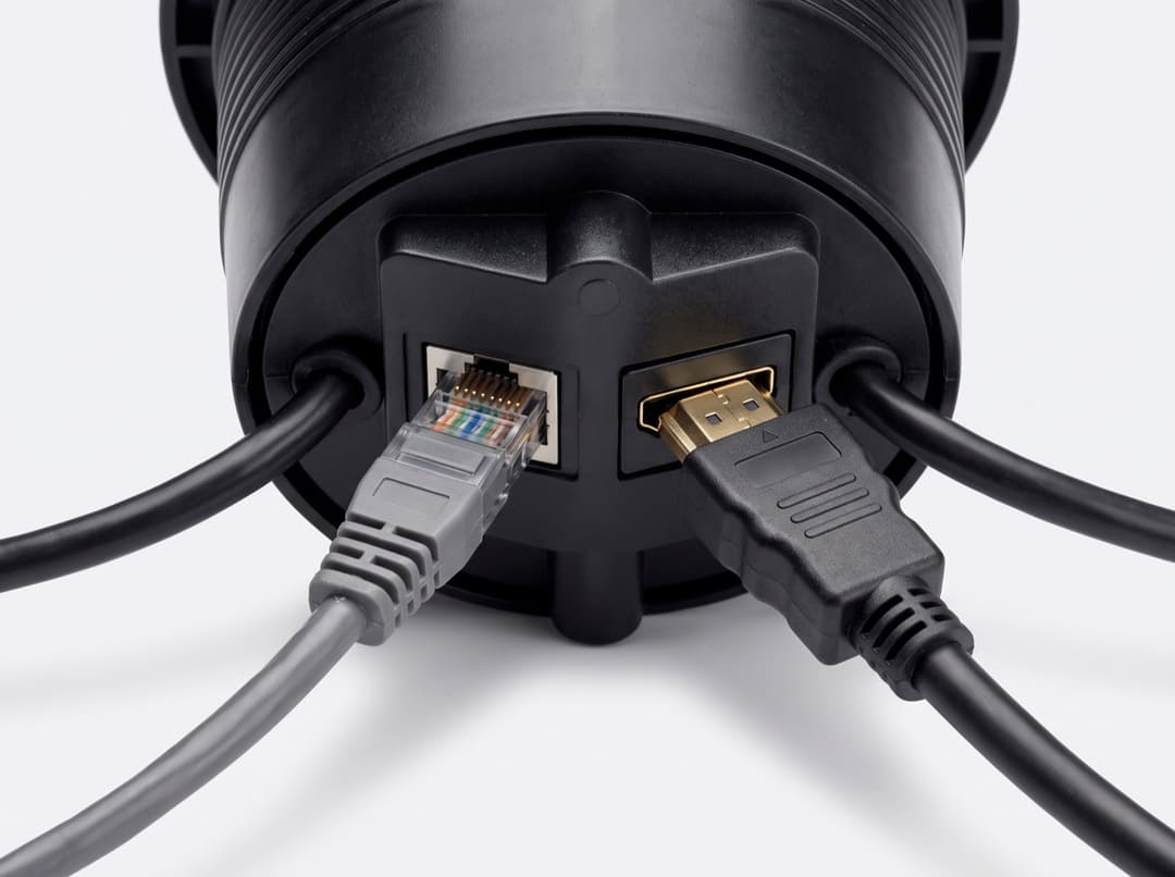 Pop-up inbouwunit Ø12 cm — Netwerk en beeld erbij